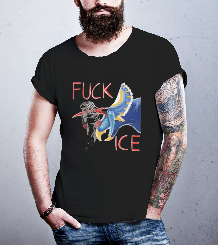 Torosaurus Fuck ICE Police Dinosaur T-Shirt