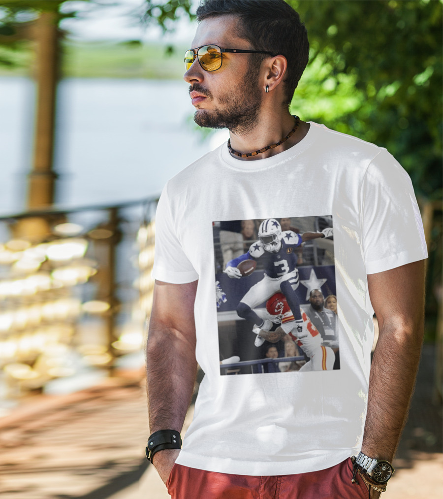 Football Leap Dallas Vs Kansas Royals Dynamic Action T-Shirt