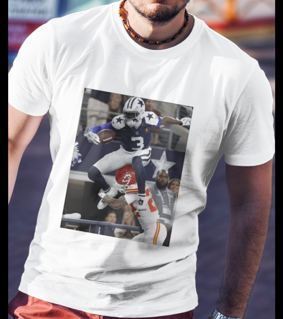 Football Leap Dallas Vs Kansas Royals Dynamic Action T-Shirt