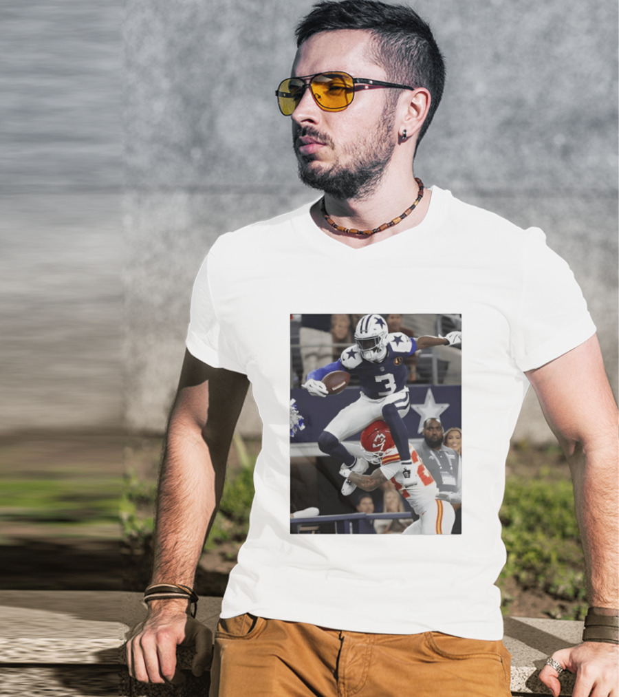 Football Leap Dallas Vs Kansas Royals Dynamic Action T-Shirt