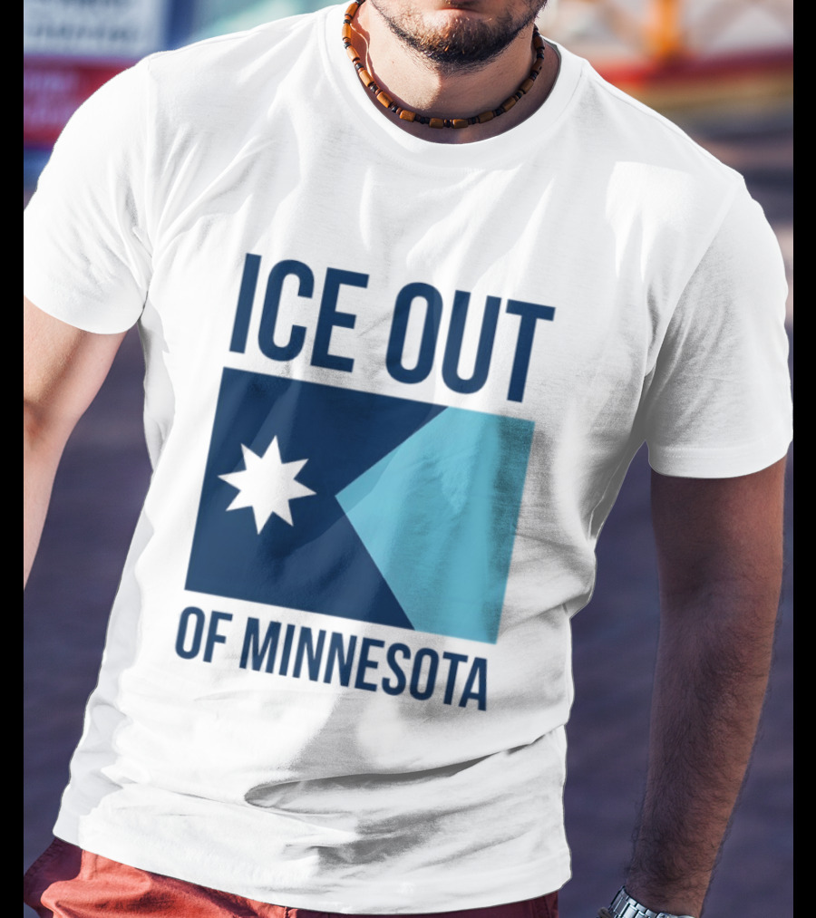 ICE Out Of Minnesota Star Flag T-Shirt