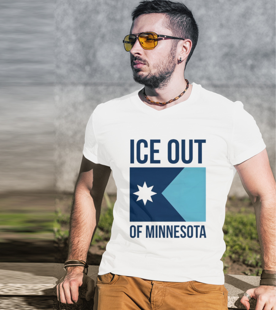ICE Out Of Minnesota Star Flag T-Shirt