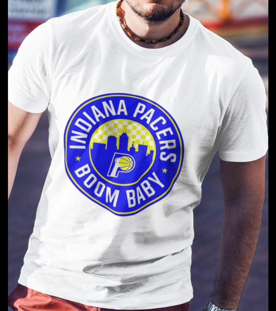 Indiana Pacers Boom Baby Skyline Basketball Team Circle T-Shirt