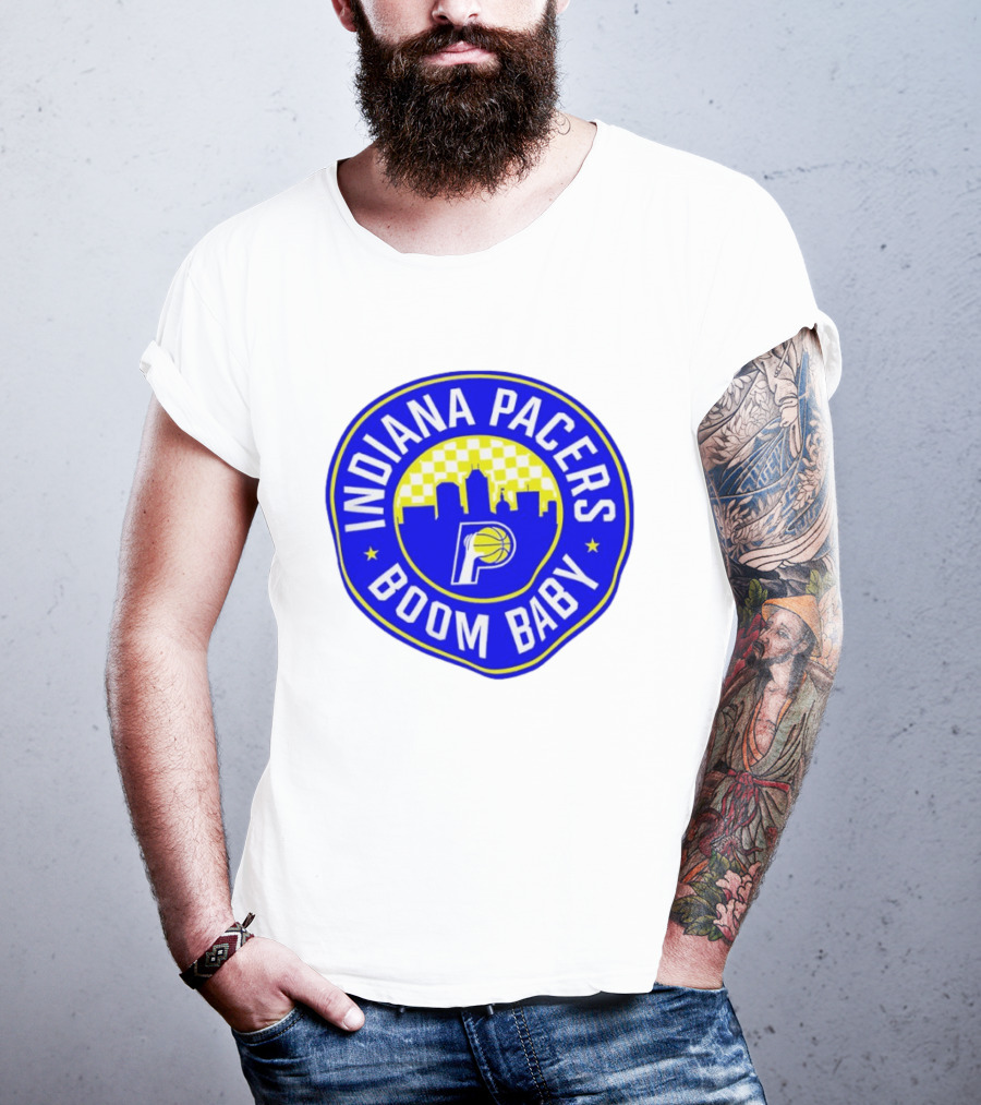 Indiana Pacers Boom Baby Skyline Basketball Team Circle T-Shirt