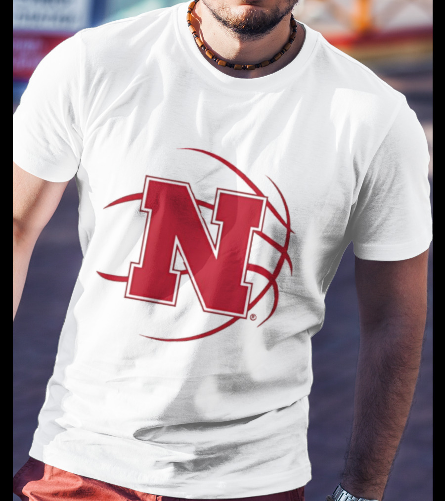 Nebraska Basketball Red N And Ball T-Shirt