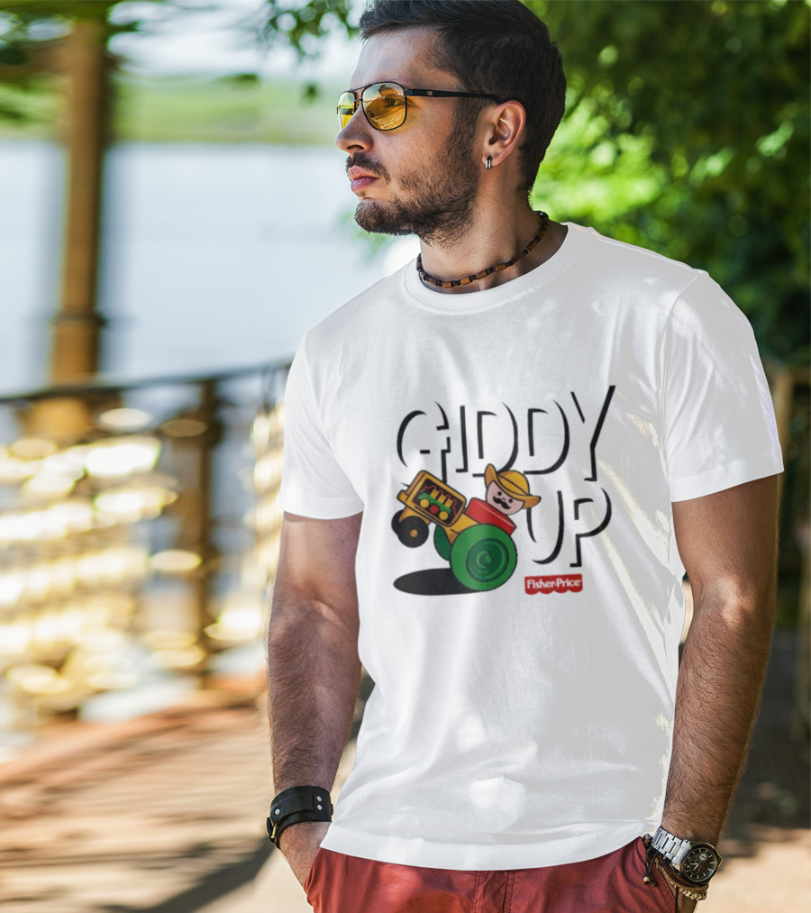 Giddy Up Fisher Price Cowboy On Tractor T-Shirt