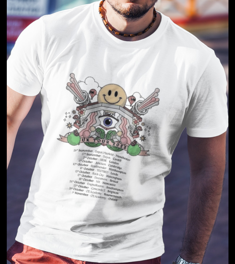Hybrid Minds UK 2025 Tour Smiley Eye And Nature T-Shirt