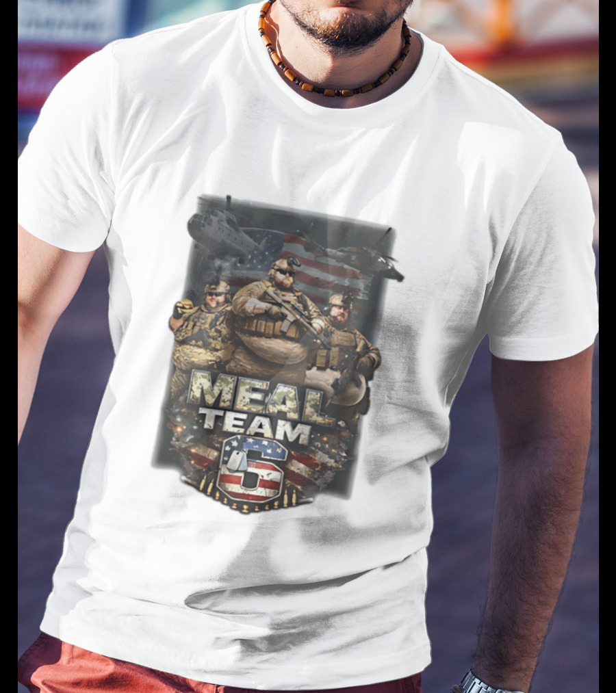 Meal Team 6 Army Helicopter American Flag Patriotic Soldiers T-Shirt