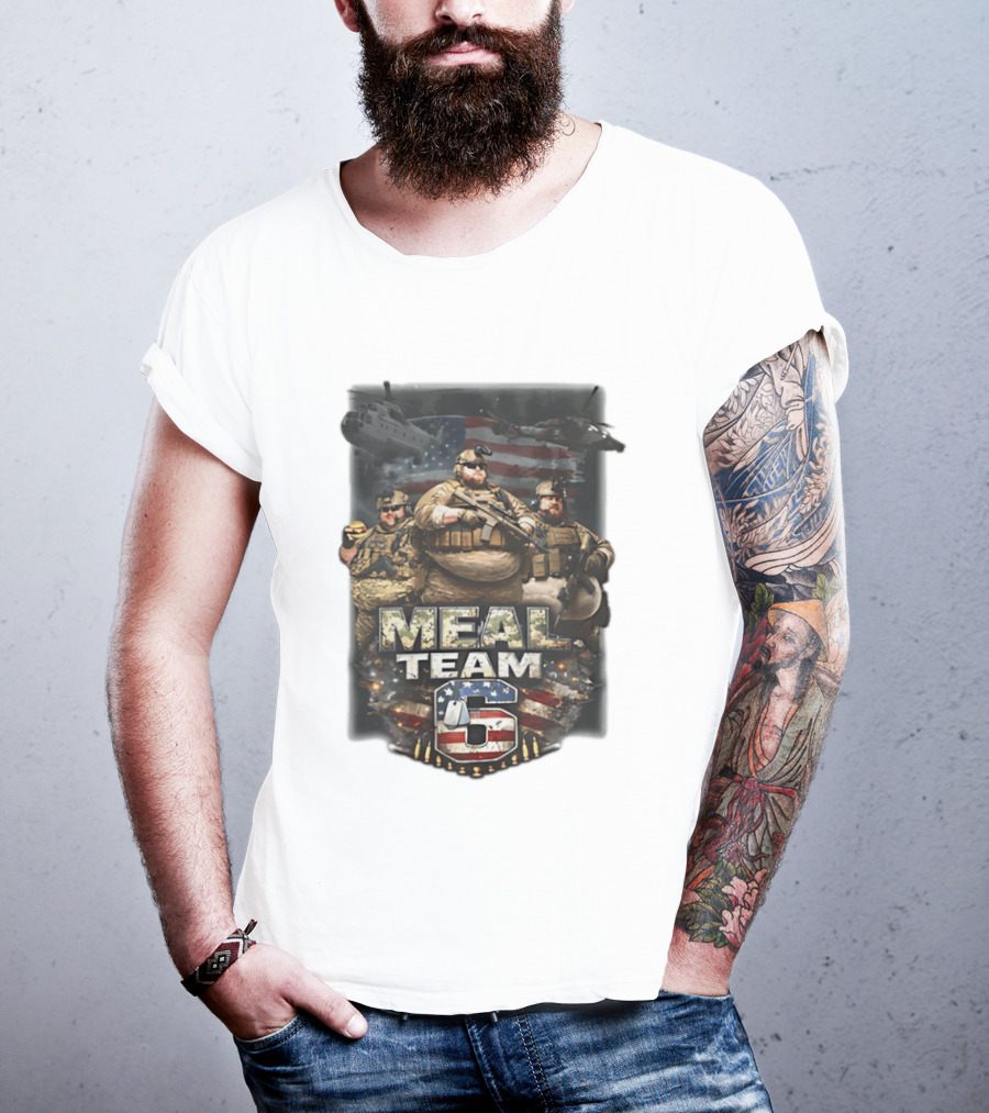 Meal Team 6 Army Helicopter American Flag Patriotic Soldiers T-Shirt