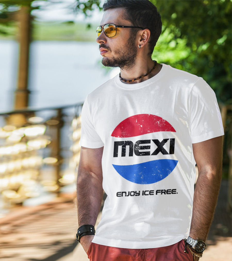 Mexi Enjoy Ice Free Red Blue Iconic Beverage Humor T-Shirt