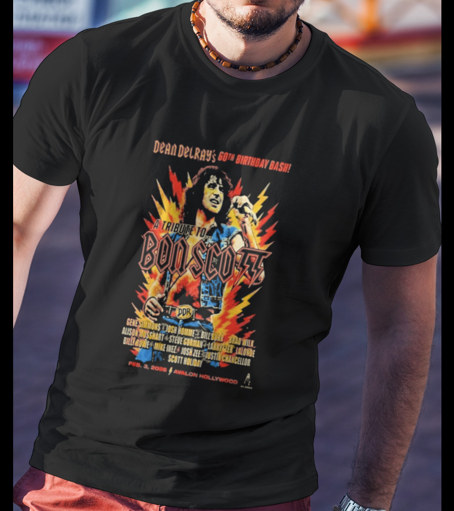 Dean Delray 60th Birthday Bash Bon Scott Tribute February 3 2026 Avalon Hollywood T-Shirt