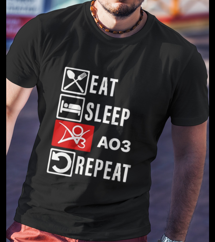 Eat Sleep AO3 Repeat Fanfiction Enthusiast Lifestyle T-Shirt