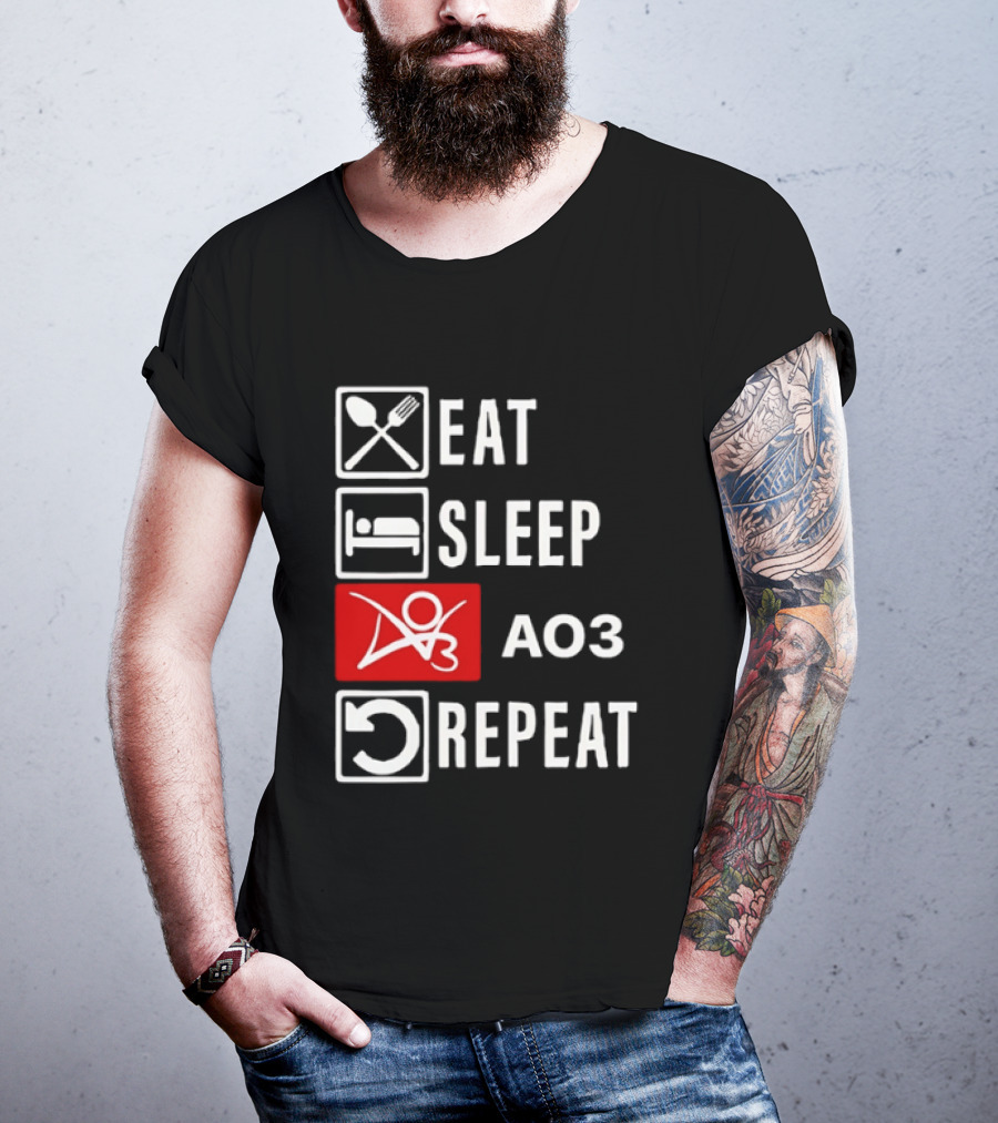 Eat Sleep AO3 Repeat Fanfiction Enthusiast Lifestyle T-Shirt