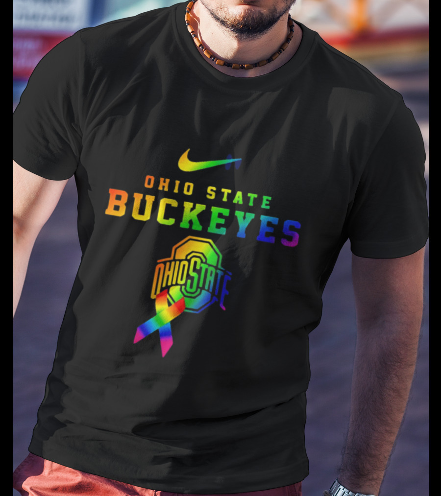 Ohio State Buckeyes Rainbow Logo Fight Cancer In All T-Shirt