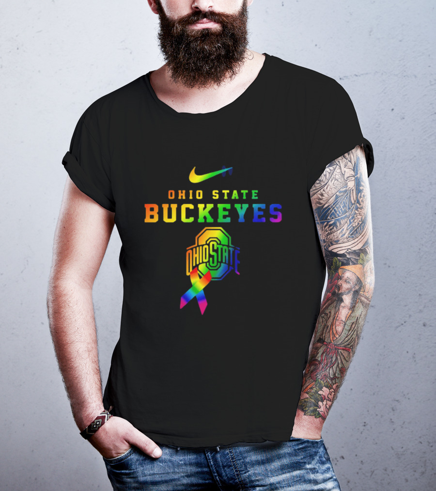 Ohio State Buckeyes Rainbow Logo Fight Cancer In All T-Shirt