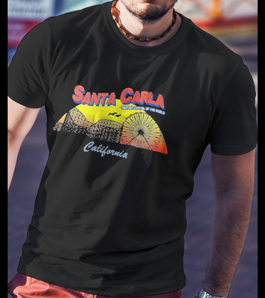 Santa Carla California Murder Capital Of The World Ferris Wheel And Roller Sunset T-Shirt