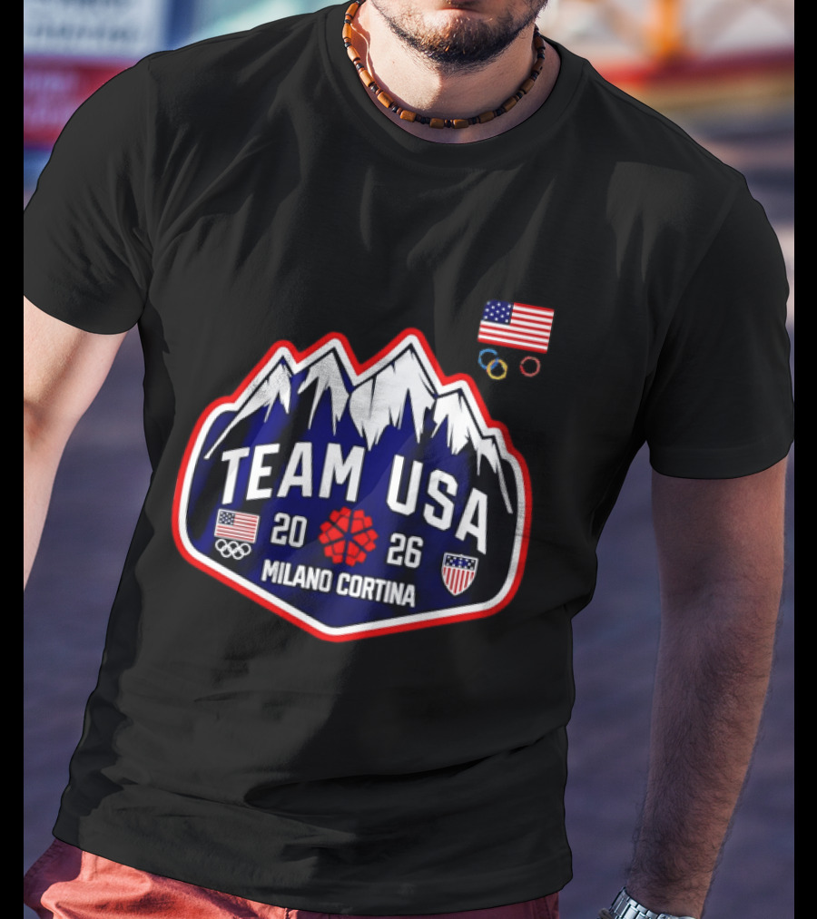 Team Usa 2026 Milano Cortina Olympics American Flag Mountain T-Shirt