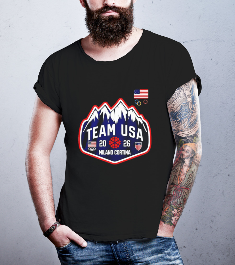 Team Usa 2026 Milano Cortina Olympics American Flag Mountain T-Shirt