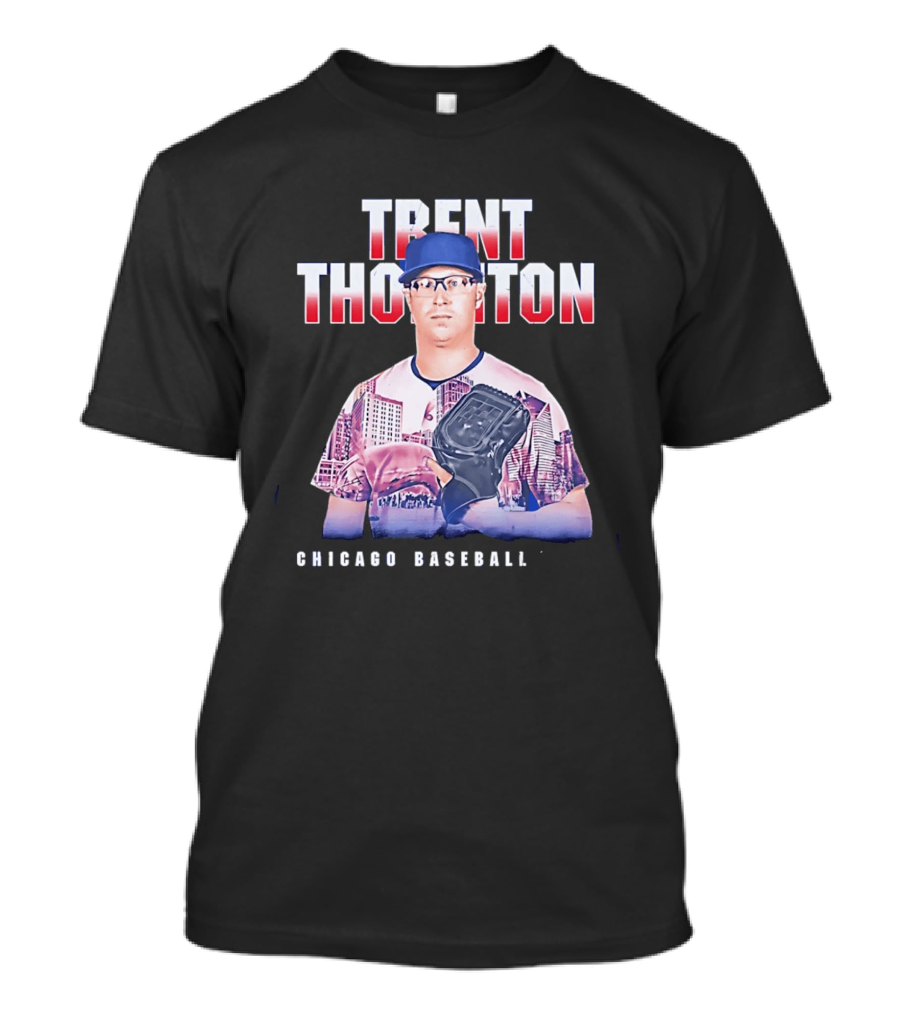 Trent Thornton Chicago Baseball Player Landmark Urban Skyline T-Shirt