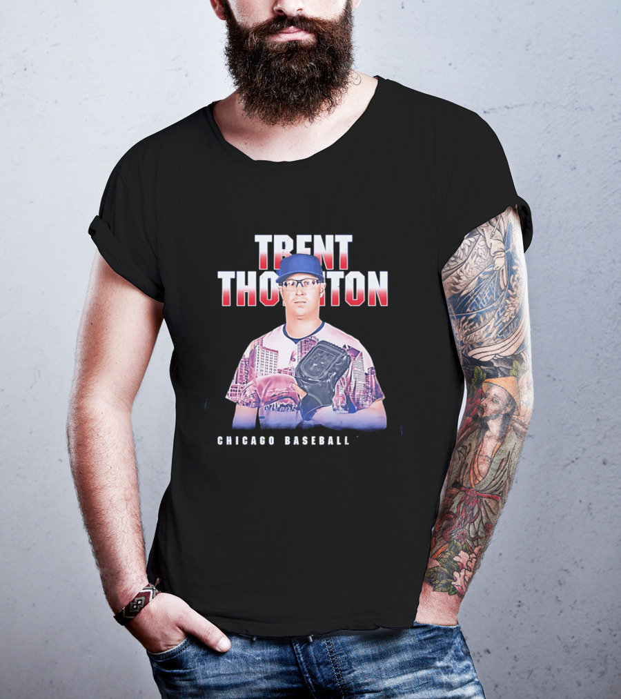 Trent Thornton Chicago Baseball Player Landmark Urban Skyline T-Shirt