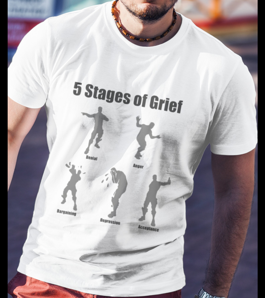 5 Stages Of Grief Denial Anger Bargaining Depression Acceptance Dancing Poses T-Shirt