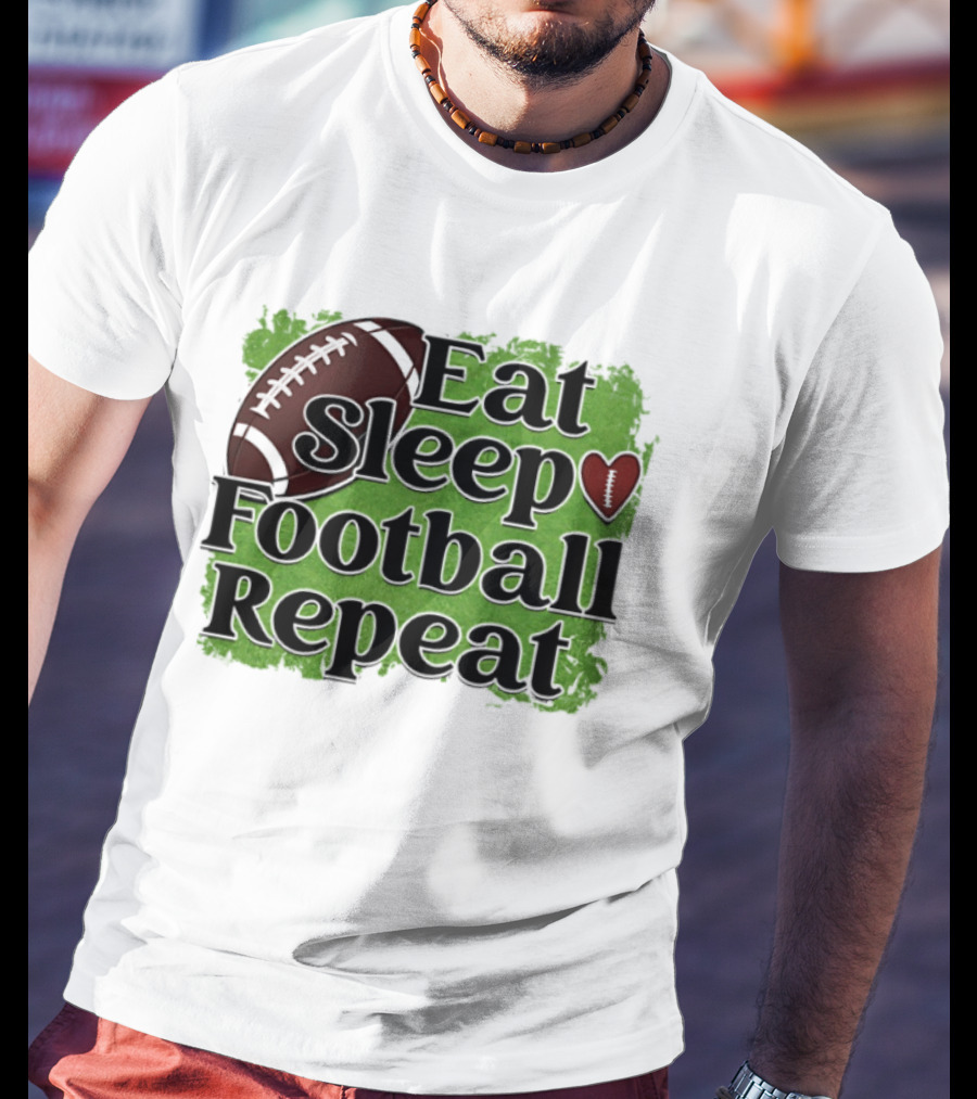 Eat Sleep Football Repeat Heart Football T-Shirt