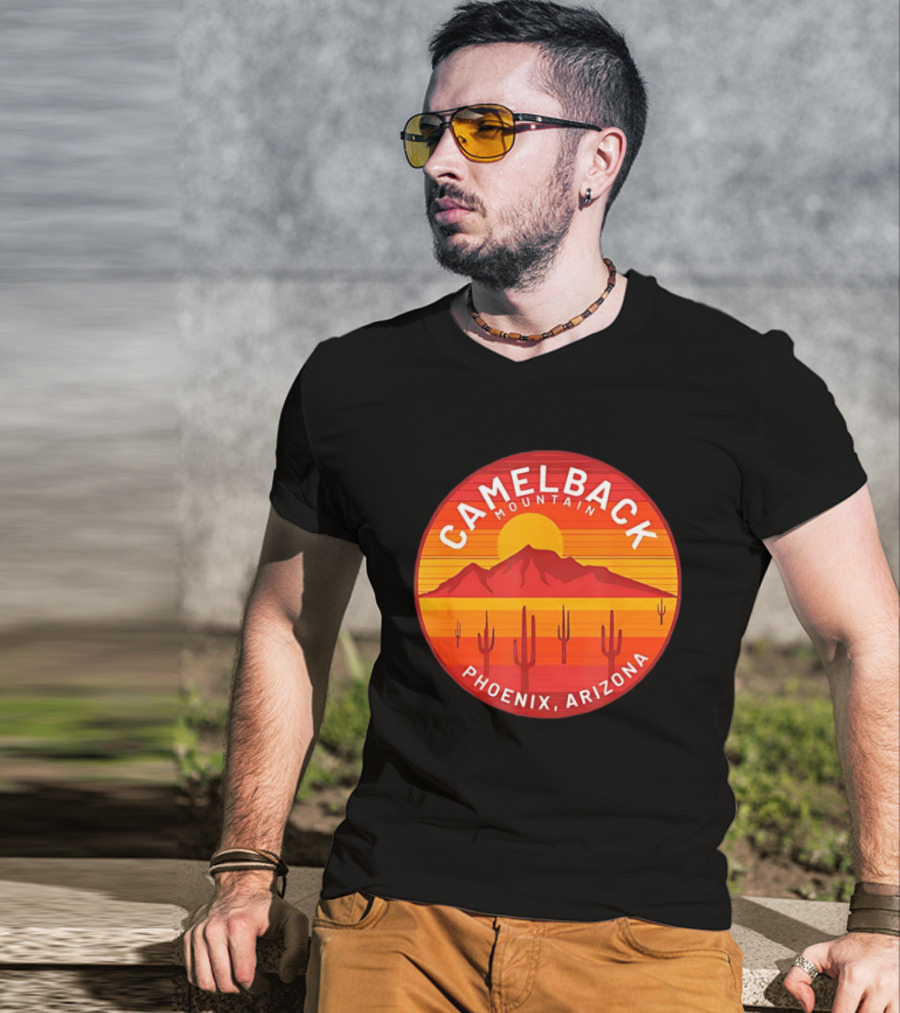 Camelback Mountain Phoenix Arizona Sunset Cactus Desert Hiking T-Shirt