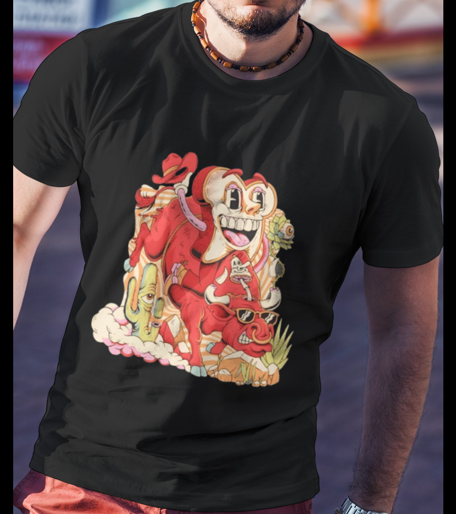 Daily Bread Texas Toast Surreal Cow Cactus Adventure T-Shirt
