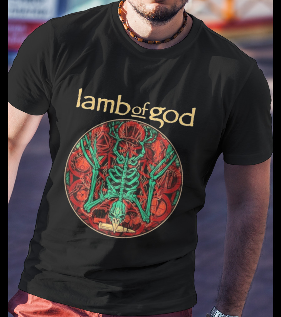 Lamb Of God Warbird Skeleton Art Red Circle T-Shirt