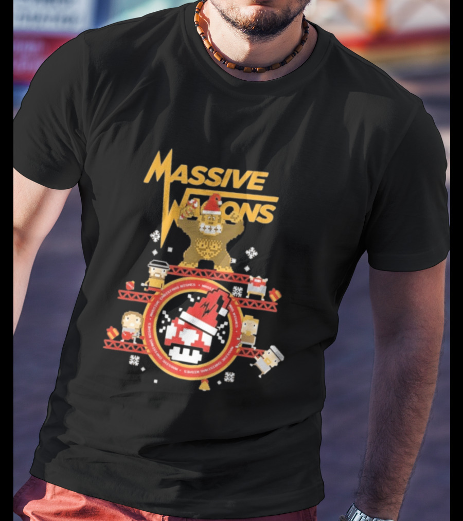 Massive Wagons 8bit Xmas Christmas Festive Donkey Kong T-Shirt