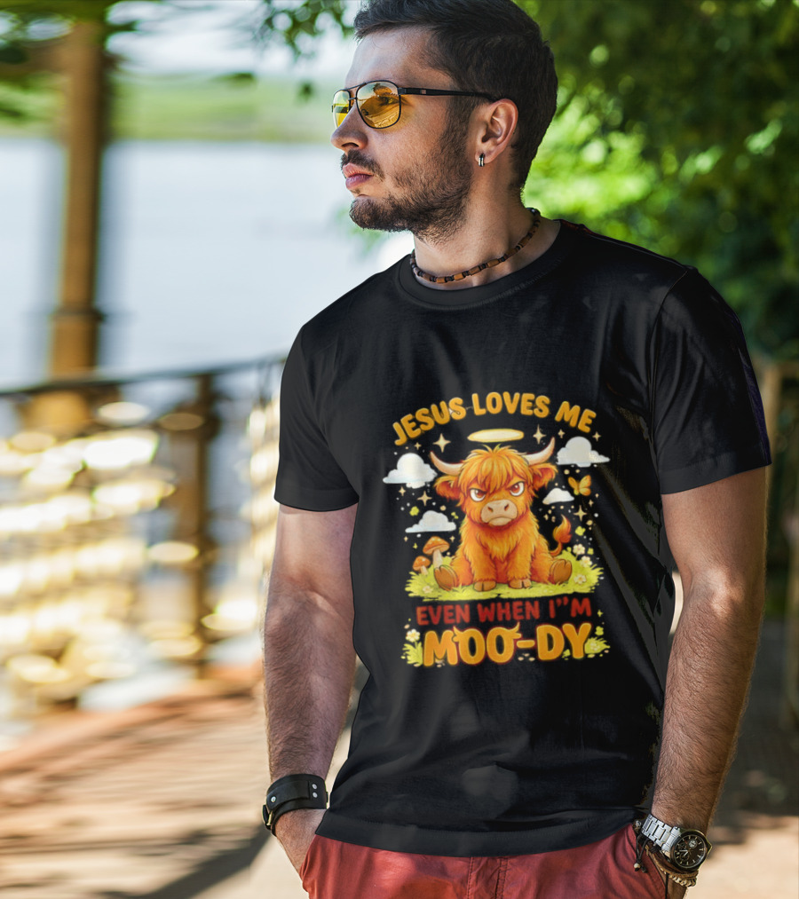 Grumpy Bison Jesus Loves Me Even When I'm Moo Dy Yellow T-Shirt