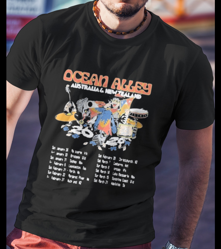 Ocean Alley Australia & New Zealand 2026 Tour Dates Music Band T-Shirt