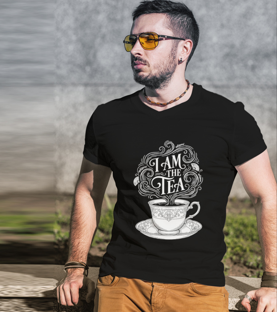 I Am The Tea Elegant Cup Typography Humor T-Shirt