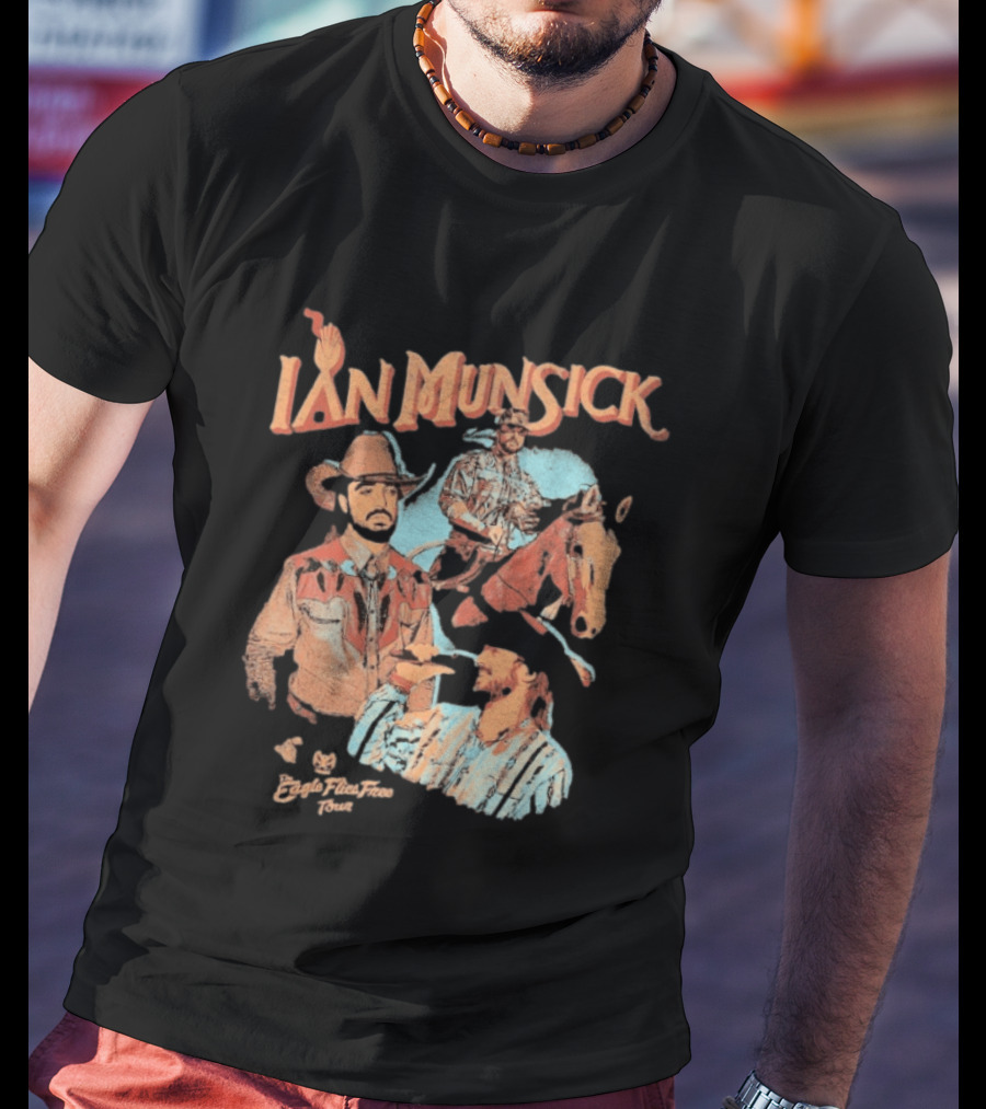 Ian Munsick Eagle Flies Free Tour 2026 Cowboy Photo Collage T-Shirt