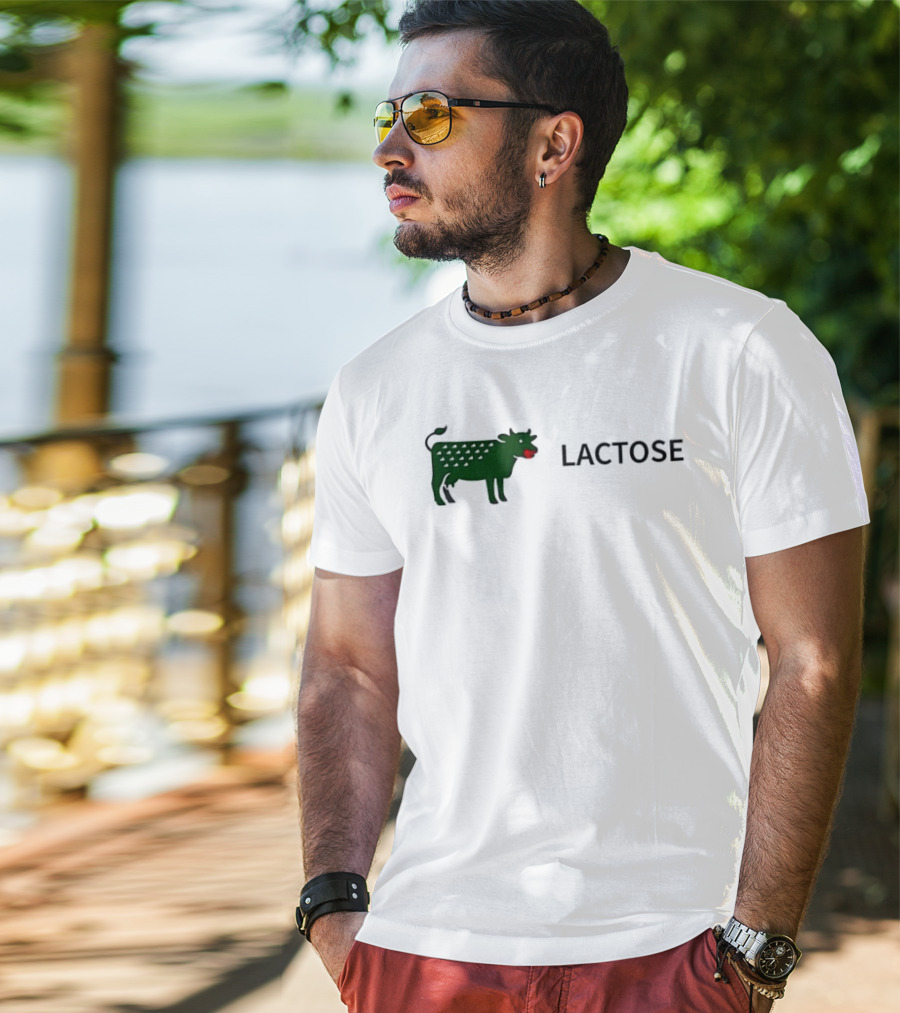 Lactose Cow 2026 Eating Red Apple T-Shirt