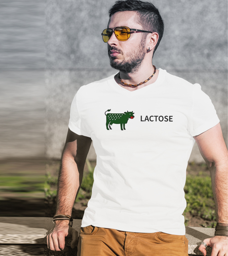 Lactose Cow 2026 Eating Red Apple T-Shirt