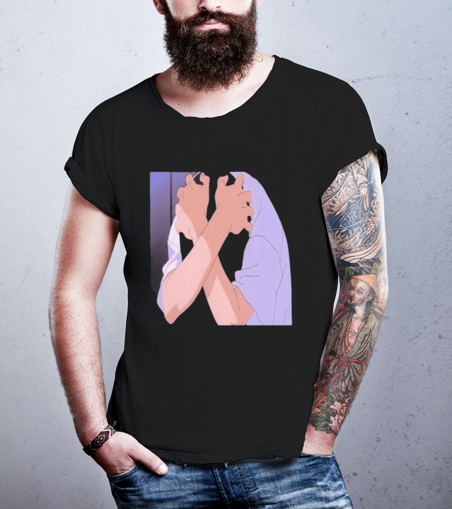 Ikari Shinji Sad Guy Clenched Hands Anime Scene T-Shirt