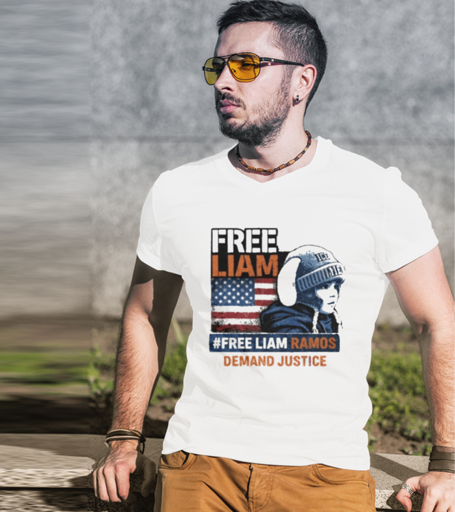 Free Liam Ramos Demand Justice American Flag Ice Hat T-Shirt