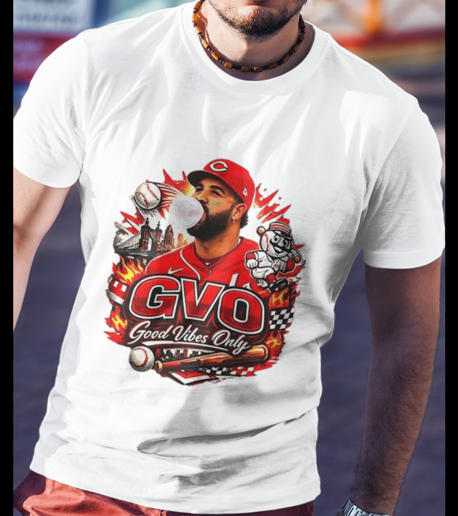 GVO Good Vibes Only Eugenio Suarez Reds Baseball Cincinnati Sports T-Shirt