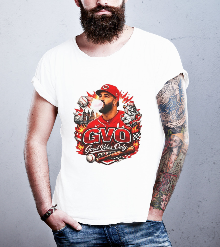 GVO Good Vibes Only Eugenio Suarez Reds Baseball Cincinnati Sports T-Shirt