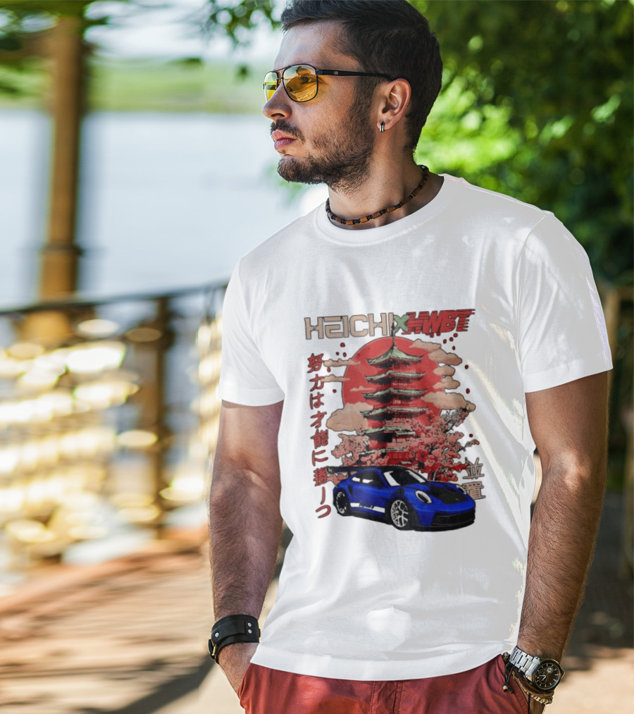 Haichi HWBT 2025 Pagoda Blue Sports Car Red Sun Japanese T-Shirt