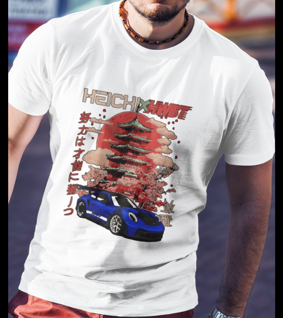 Haichi HWBT 2025 Pagoda Blue Sports Car Red Sun Japanese T-Shirt