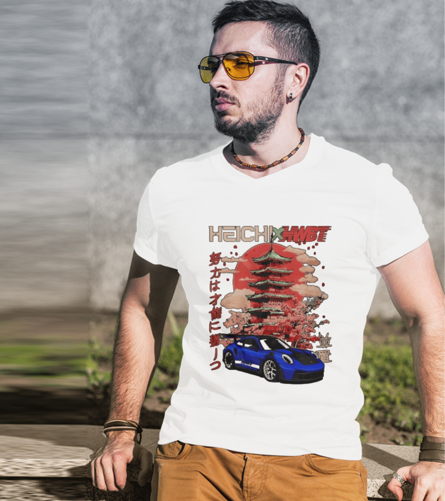 Haichi HWBT 2025 Pagoda Blue Sports Car Red Sun Japanese T-Shirt