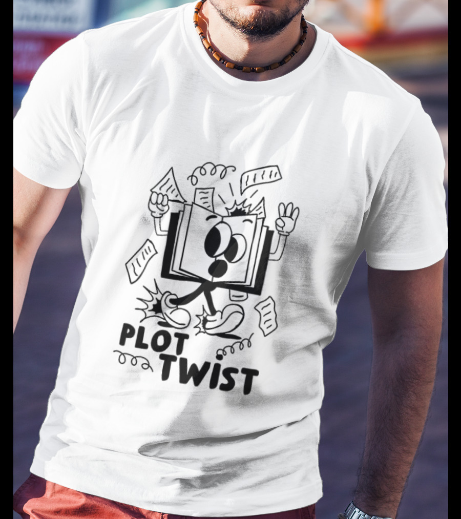 Plot Twist Cartoon Book With Animated Pages And Feet T-Shirt