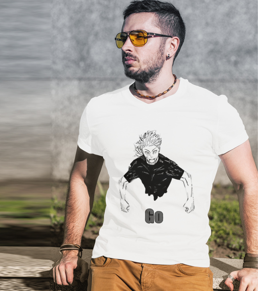 Satoru Gojo Half Body Go Meme Jujutsu Kaisen T-Shirt