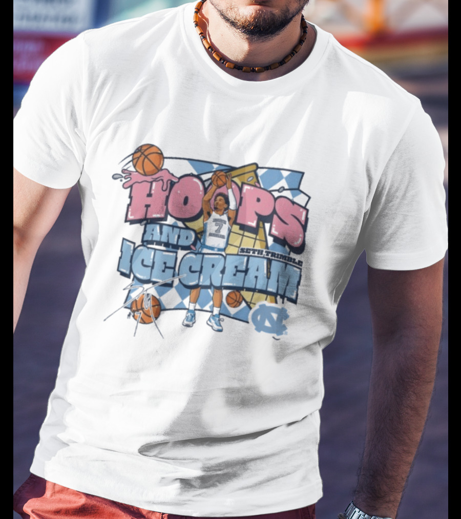 Hoops And Ice Cream UNC North Carolina Tar Heels Basketball Seth Trimble T-Shirt