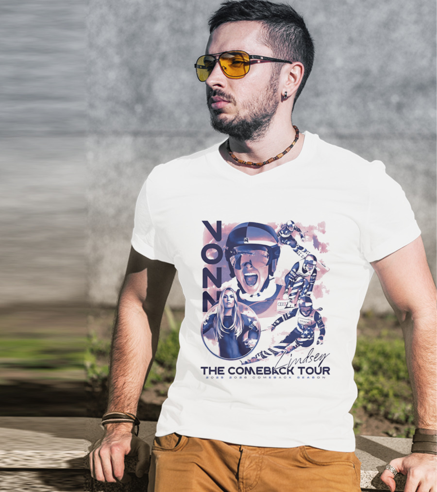 Lindsey Vonn The Comeback Tour 2025 2026 Comeback Season Alpine Skiing Adventure T-Shirt