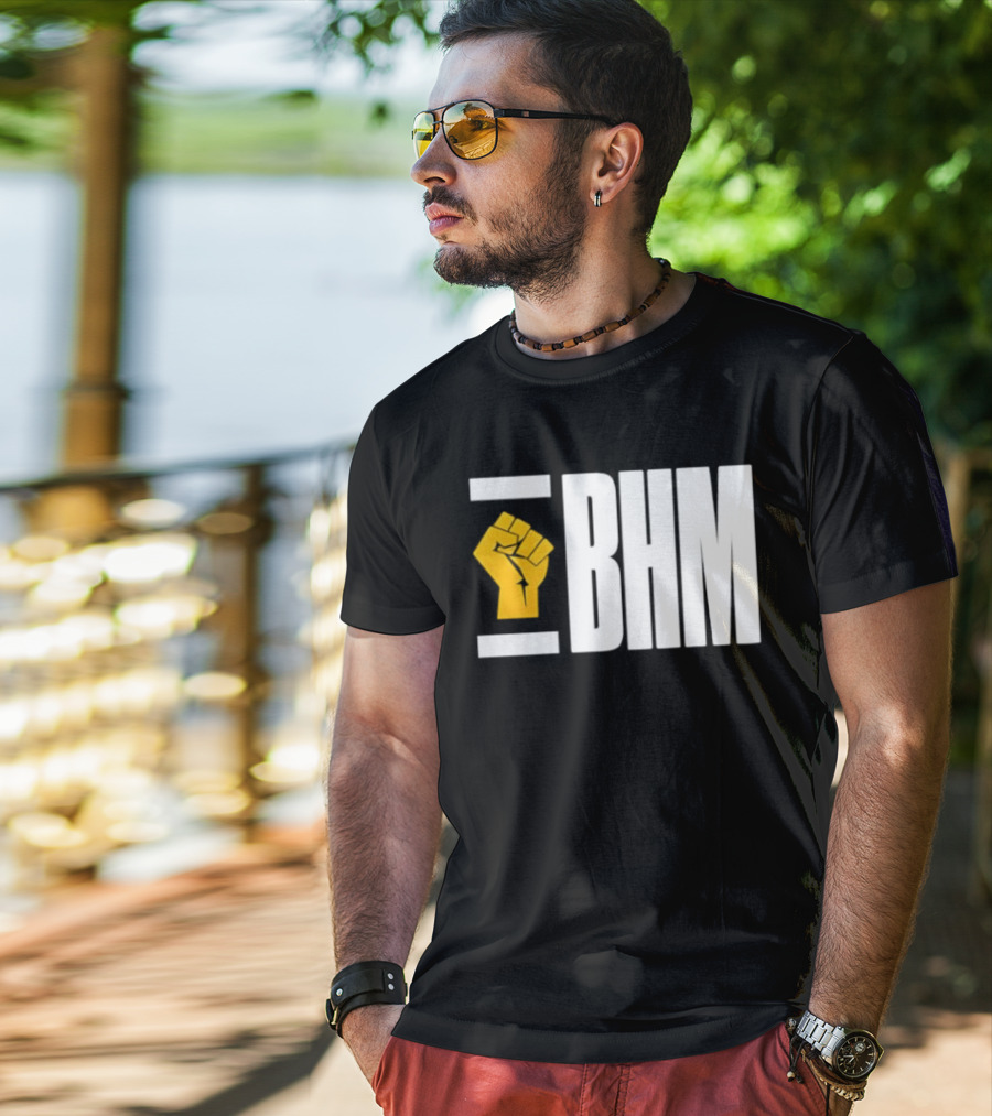 BHM Black History Month Yellow Raised Fist T-Shirt