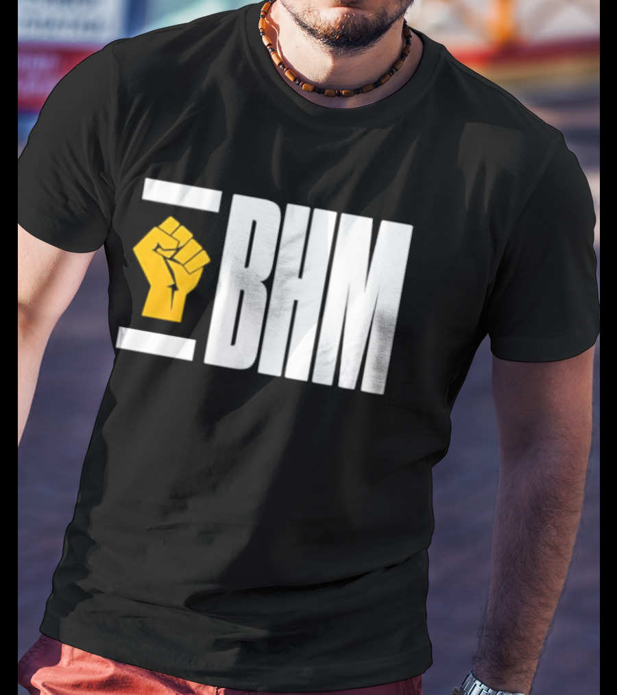 BHM Black History Month Yellow Raised Fist T-Shirt