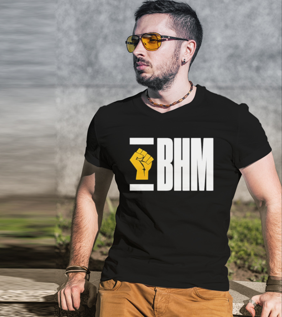 BHM Black History Month Yellow Raised Fist T-Shirt